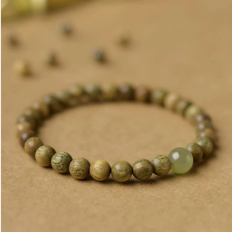 数珠ブレスレット 約6ミリ 緑檀（生命樹）腕輪数珠 天然木 天然石 ブレス 男性用 女性用