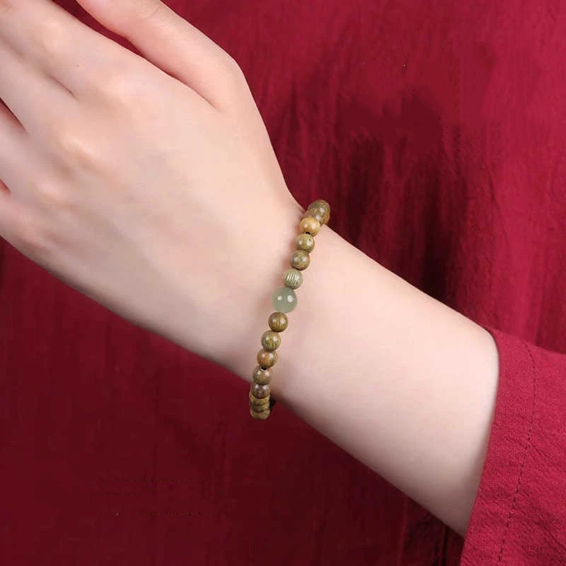 数珠ブレスレット 約6ミリ 緑檀（生命樹）腕輪数珠 天然木 天然石 ブレス 男性用 女性用