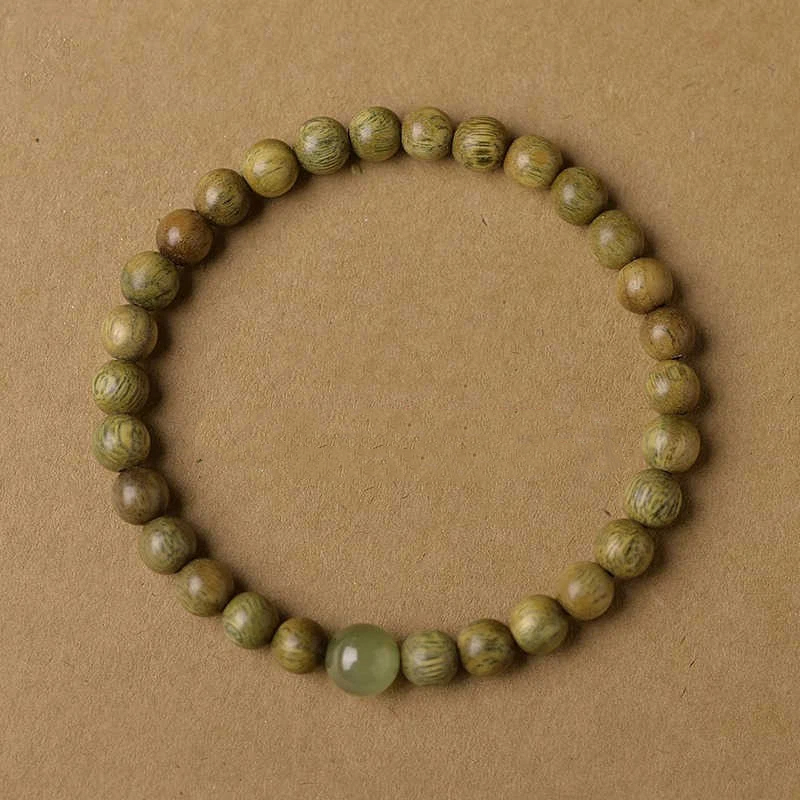 数珠ブレスレット 約6ミリ 緑檀（生命樹）腕輪数珠 天然木 天然石 ブレス 男性用 女性用