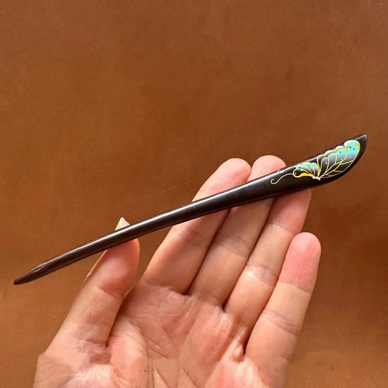 黒壇木 かんざし 天然木 簪 花柄 漆塗 一本差し 普段使い 成人式 留袖用 結婚式 