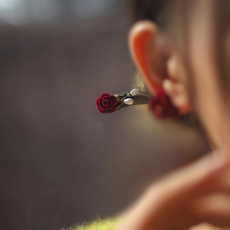 黒檀木 かんざし ビロードローズ 木簪 黒檀簪 一本差し 和装 髪飾り 普段使い