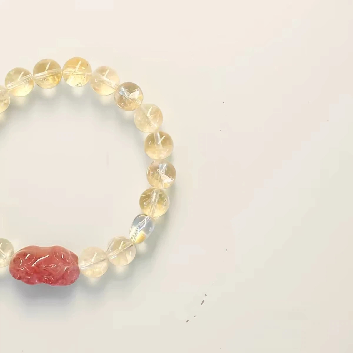 シトリン ブレスレット パワーストーン 黄水晶ブレスレット ストロベリー水晶 貔貅（ひきゅう）天然石  男性用 女性用 お守り