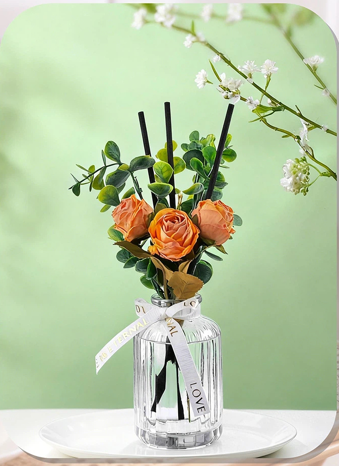 フラワーリードディフューザー アロマ 造花  精油60ml ルームフレグランス リビング  寝室 インテリア雑貨