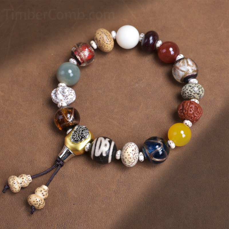 十八籽菩提樹の数珠 18子ブレスレット 男女ペア用開運アクセサリー 仏教グッズギフト用