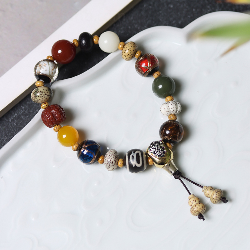 十八籽菩提樹の数珠 18子ブレスレット 男女ペア用開運アクセサリー 仏教グッズギフト用