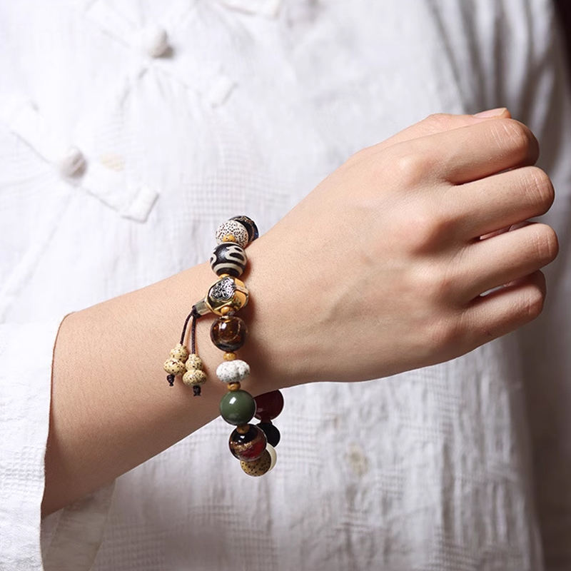 十八籽菩提樹の数珠 18子ブレスレット 男女ペア用開運アクセサリー 仏教グッズギフト用