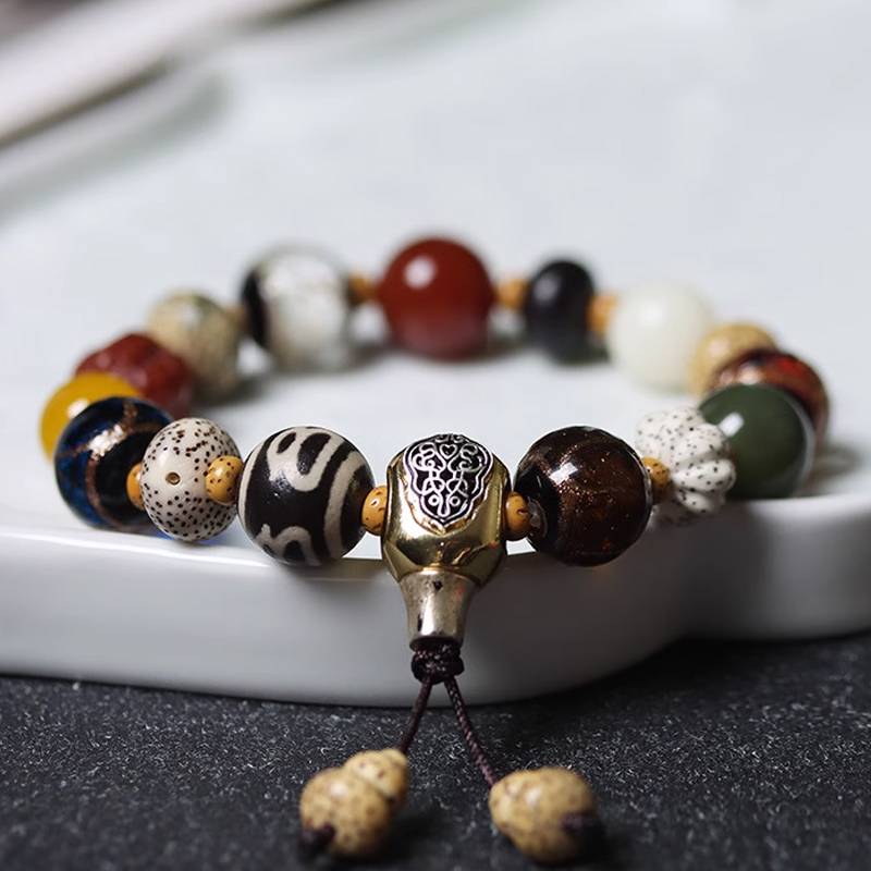 十八籽菩提樹の数珠 18子ブレスレット 男女ペア用開運アクセサリー 仏教グッズギフト用