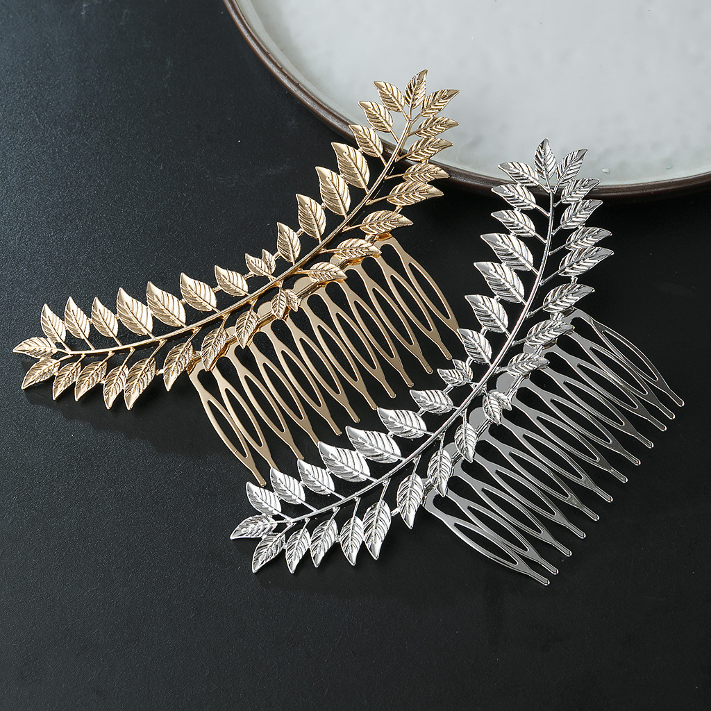 結婚式髪飾り ヘアコーム  葉のデザイン 合金 ゴールド シルバー ヘッドドレス ヘアピン 花冠 花嫁 ウェディング 成人式 