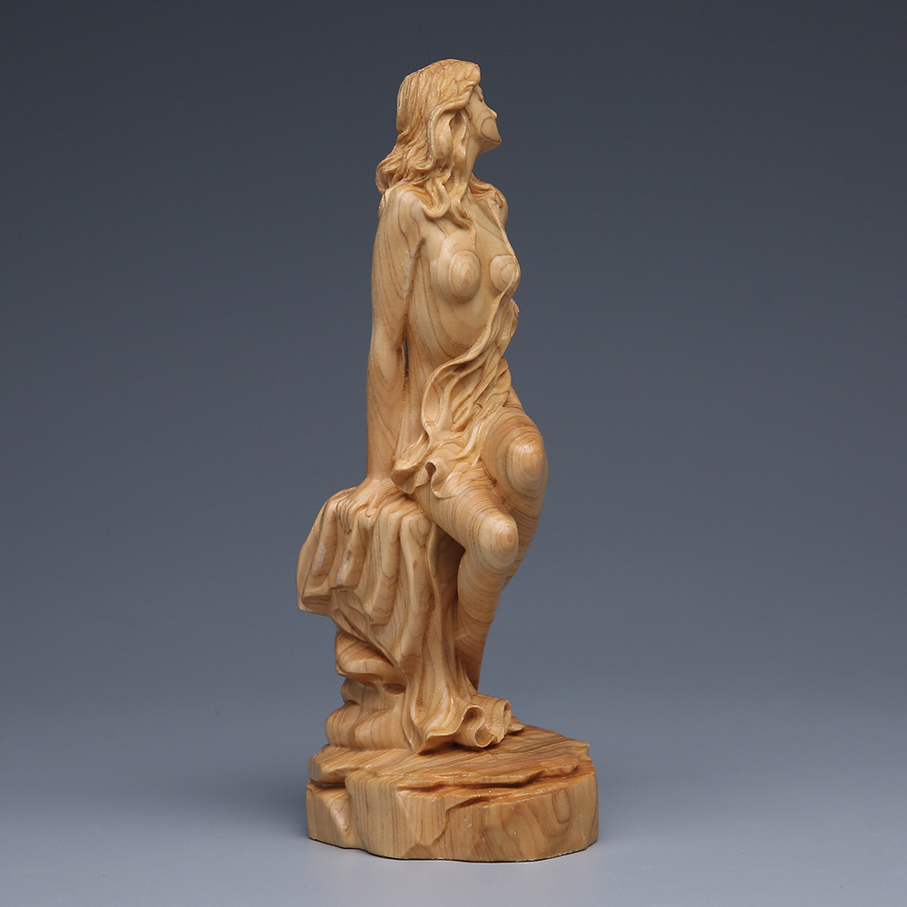 崖柏 木彫り 女性像 置物 木のオブジェ 美人像 インテリア 小物