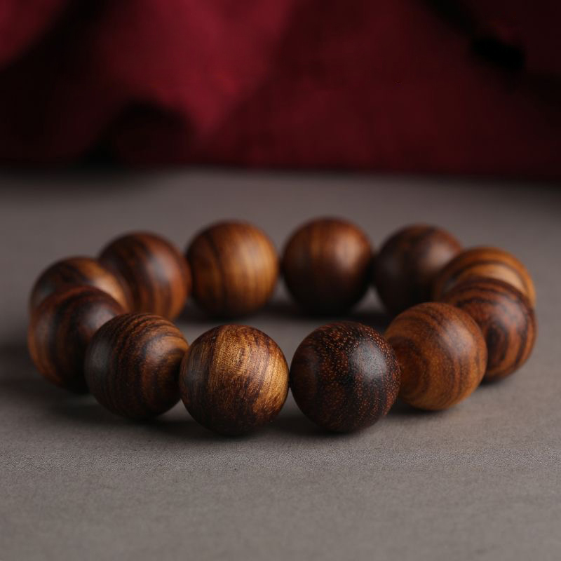 天然のインドネシア奇楠沈香特選腕輪 男性用女性用ブレスレット ヒョウ柄数珠 木の質念珠-木彫り高級人気専門店