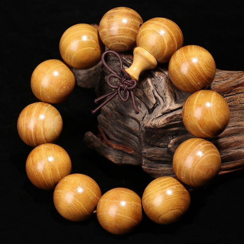 天然本家黄金檀木 男性用女性用数珠 腕輪ブレスレット 金糸念珠 黄金クス材念珠 高級腕輪 ネックレス-木彫り高級人気専門店