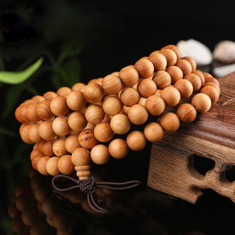 ヒノキ 男性用女性用ブレスレット 油分が高いヤーバイ念珠 本場の生薬のにおい付き 腕輪の数珠 天然素材-木彫り高級人気専門店