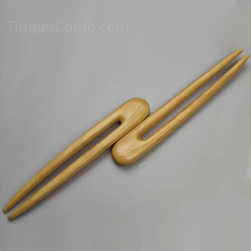 つげ木製アーチ型かんざし 無着色天然木 古風エレガントヘアアクセサリー 高級ヘアピン-木彫り高級人気専門店