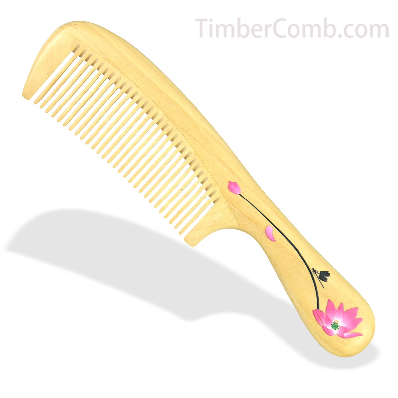 本物の天然つげ木カラーグラフィック櫛 静電気防止マッサージ 家庭用・学生寮専用 細かい歯-木彫り高級人気専門店
