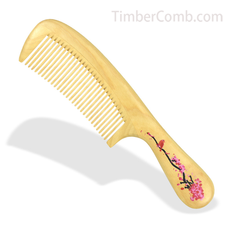本物の天然つげ木カラーグラフィック櫛 静電気防止マッサージ 家庭用・学生寮専用 細かい歯-木彫り高級人気専門店