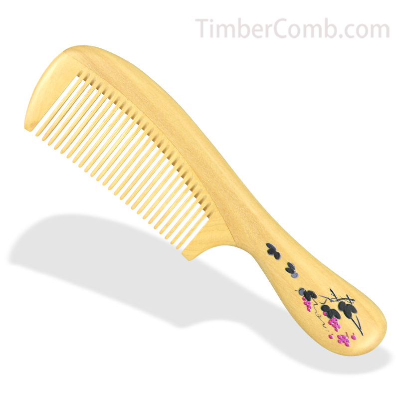 本物の天然つげ木カラーグラフィック櫛 静電気防止マッサージ 家庭用・学生寮専用 細かい歯-木彫り高級人気専門店