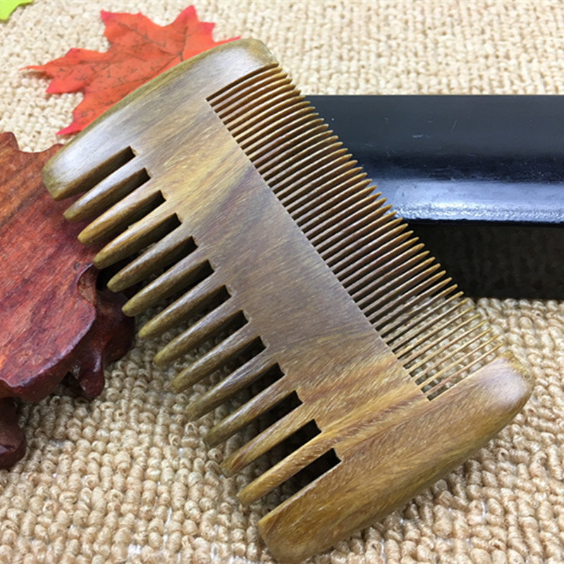 櫛 くし 天然檀木 両歯 梳き櫛 コーム 頭皮マッサージ 静電気防止 木櫛 両面コーム 粗歯 細歯  プレゼント 