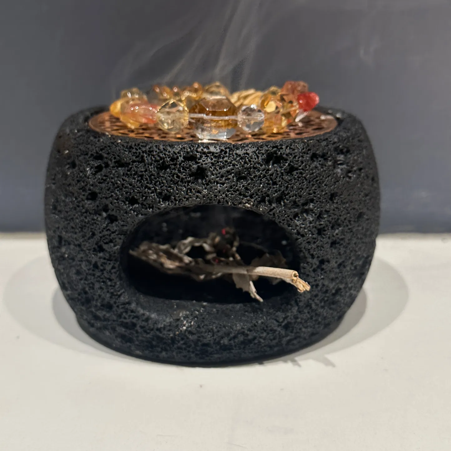 浄化用香炉 コンクリート製 ホワイトセージ パロサント 受け皿 セージ・香木・線香・アロマに対応 香炉 アロマポット