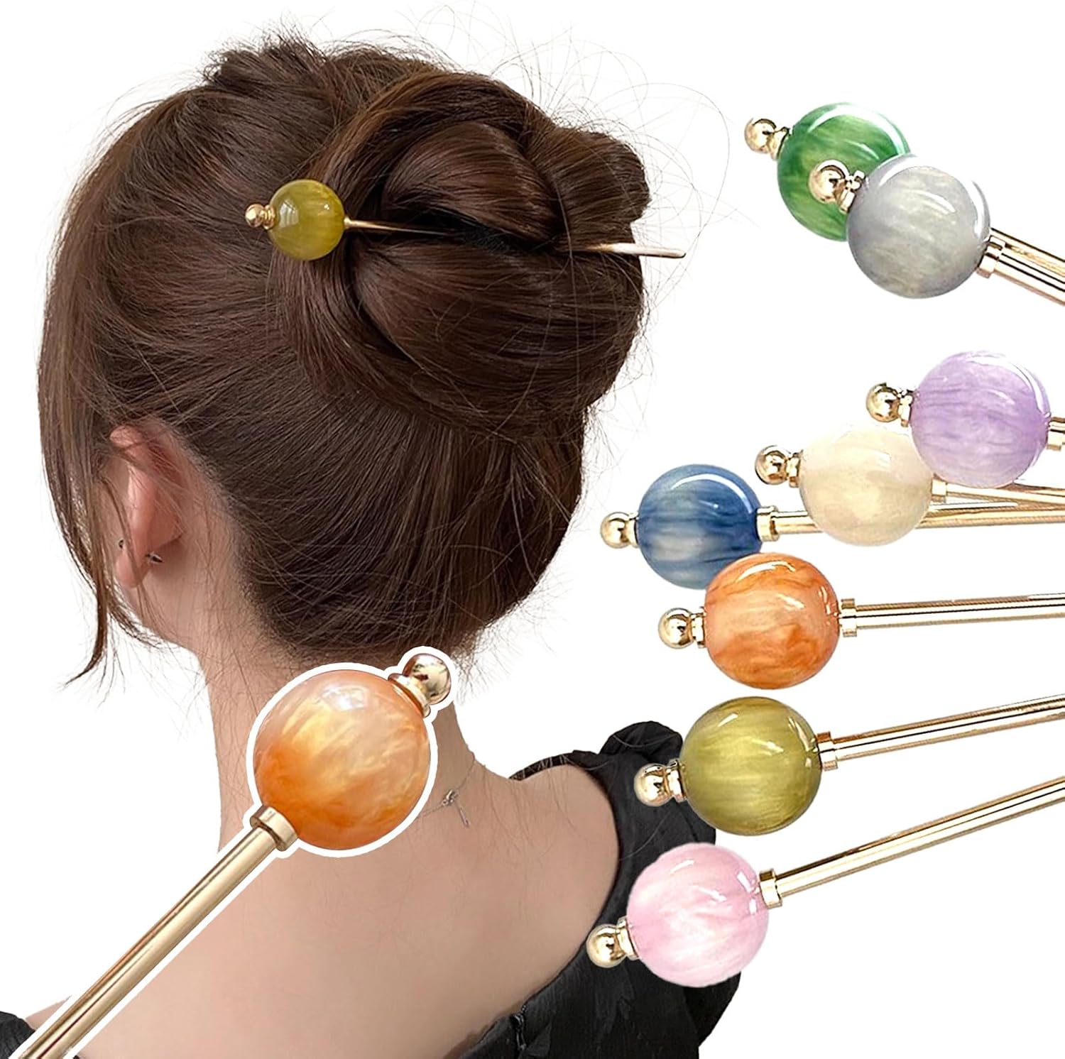 シンプル かんざし 簪 ヘアスティック 飴玉  一本挿し レディース 着物 髪飾り 普段使い 留袖 花火大会 大人 成人式 七五三