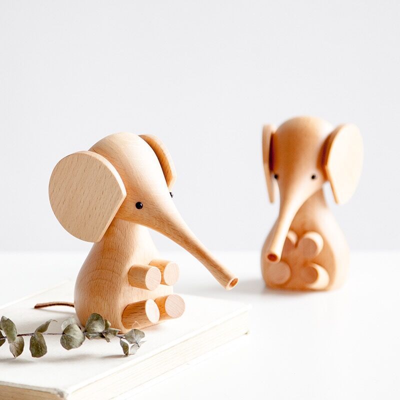 木製 フィギュア ゾウ