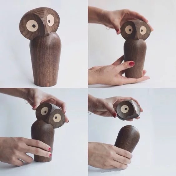 ふくろう フクロウ オブジェ ウォールナット おしゃれ 置物 インテリア雑貨 木製おもちゃ