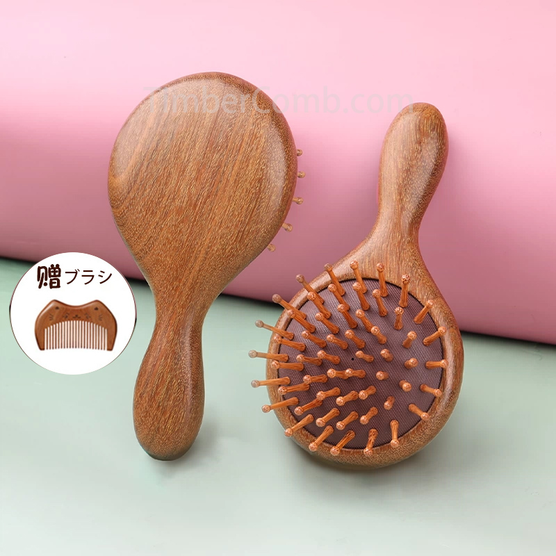 檀木製バドル ブラシ、頭皮マッサージ機能付き、かわいいデザインの子ども向け女の子用-木彫り高級人気専門店