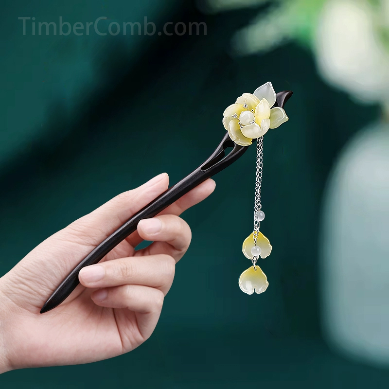 天然檀木新デザイン かんざし｜高級感ある現代的オリジナルシンプル結髪用｜古風女性用かんざし-木彫り高級人気専門店