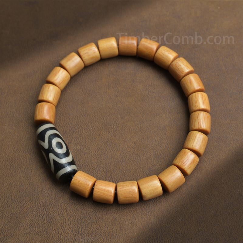 天然の小叶紫檀・黒紫壇・緑檀香を使った「天珠」風レトロ桶珠（べい珠）の、男女兼用の仏教数珠ブレスレットネックレス