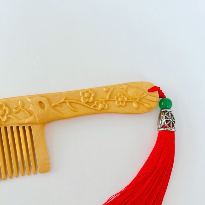 つげ櫛 本つげ 木製櫛 梅花 両面彫刻 静電気防止 美髪 頭皮マッサージ 男女 プレゼント お祝い