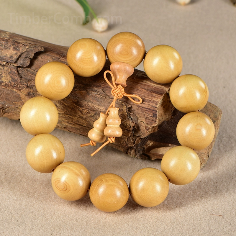 小葉つげの木の仏珠のハンドブレスレット、文房芸術品、持ち物、ブレスレット、和風文化、アクセサリー-木彫り高級人気専門店