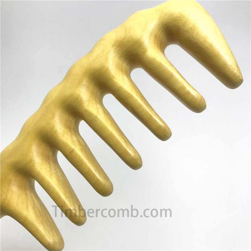 天然つげ木製 広歯経絡マッサージコーム - 太歯仕様＆厚み強化グリップ付き 頭皮ケア専用櫛-木彫り高級人気専門店