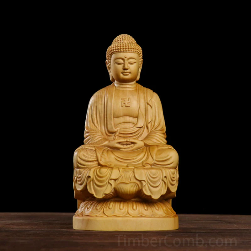 お釈迦様仏像   工芸品  美術品 置物 つげ木彫りお釈迦様 置物・大日如来お釈迦様 仏像 木製 玄関