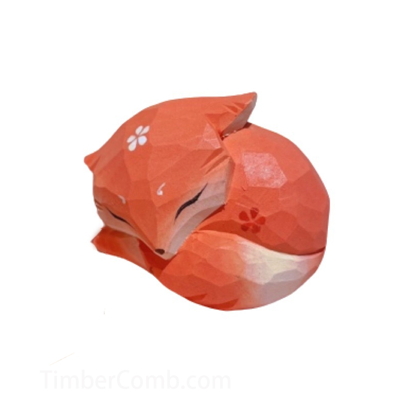 木彫りキツネ置物・撮影用プロップ 木製卓上デコレーション ブラインドボックスフィギュア-木彫り高級人気専門店