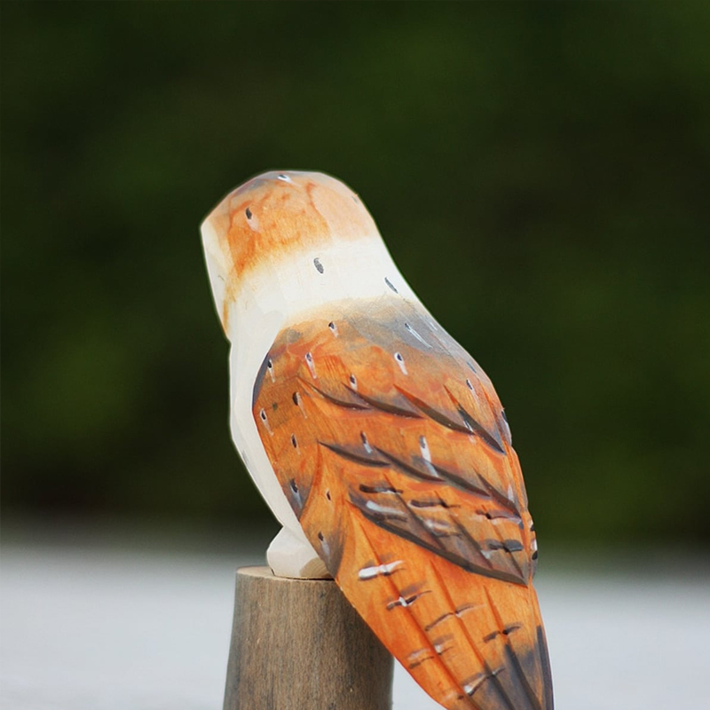 木彫りのフクロウとミミズク 置物 ペンギンベビー 贈り物 デスクトップ 部屋飾り物 木製オブジェ トリ 置物 天然木 ハンドメイド