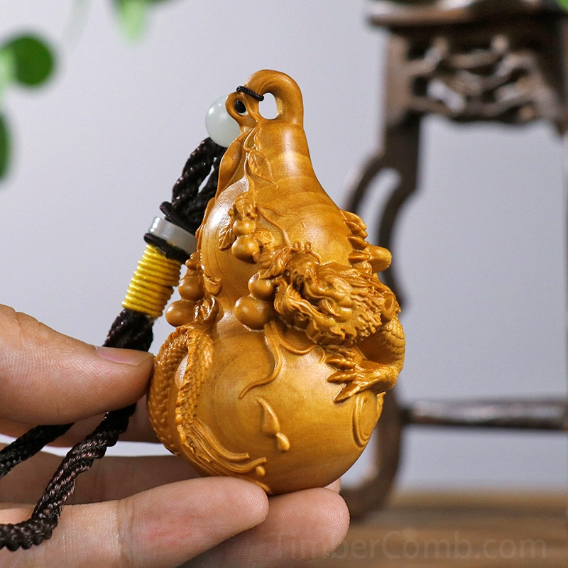 つげ彫刻の十二支盤龍瓢箪手掛けアクセサリーとしても、車内装飾用フックとしても幅広くお使いいただけます。-木彫り高級人気専門店