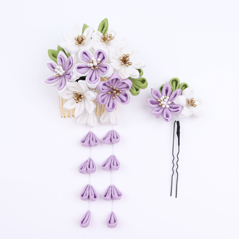 成人式髪飾り 結婚式 和装 つまみ細工 赤 白 梅 菊 2点セット 振袖用 ウェディング 花 着物 ヘアアクセサリー ヘッドドレス