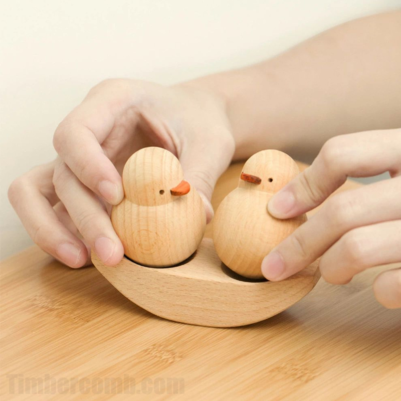 アヒルの置物友誼ボートおしゃれ 木製オフィス女子デスクトップ小物アイデアカップルの卒業生 親子 鳥 おもちゃ