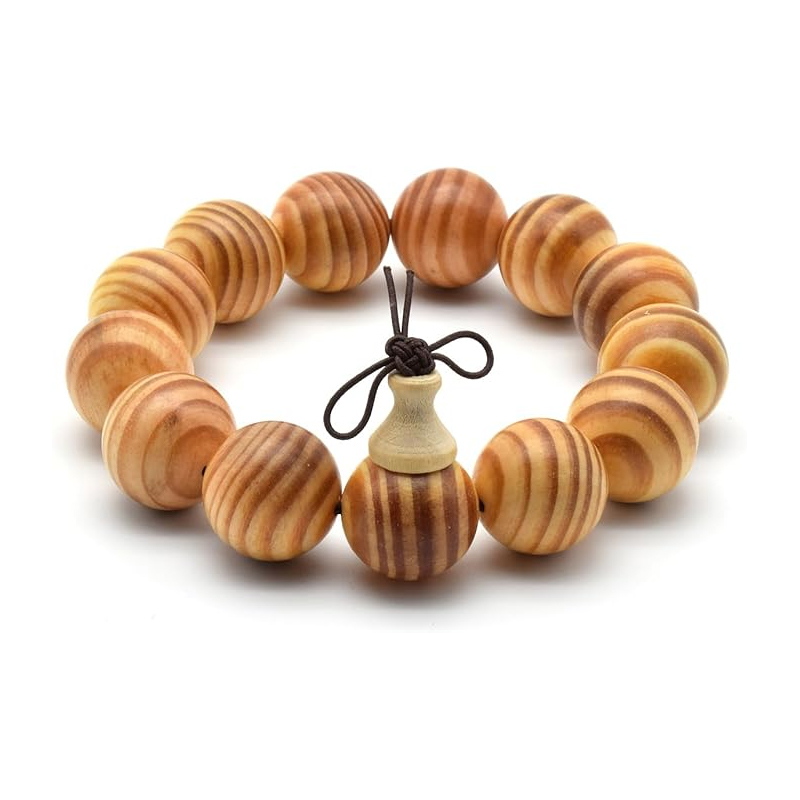 天然ダマーパインウッドビーズ チベット仏教 マーラー 瞑想 ネックレス ブレスレット ビーズ, 18mm 念珠ブレスレット