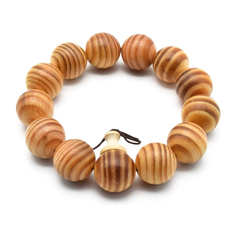 天然ダマーパインウッドビーズ チベット仏教 マーラー 瞑想 ネックレス ブレスレット ビーズ, 18mm 念珠ブレスレット