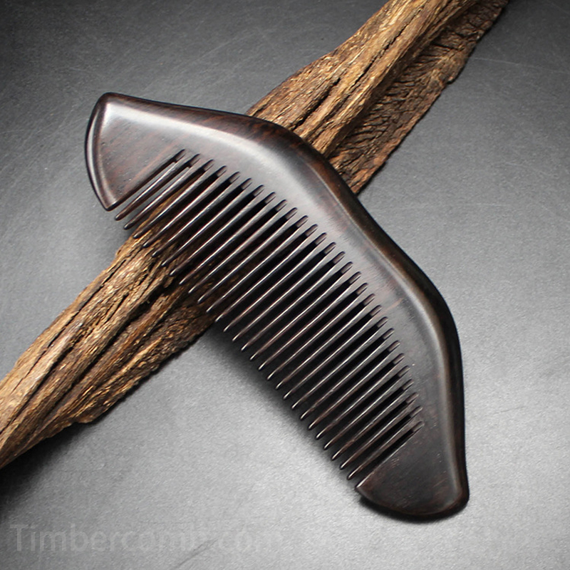 黒檀木櫛 天然木 木製櫛 艶やかな木目 滑らかな梳き心地 静電気抑え 頭皮を優しく守る ポータブル 高級ヘアケアアイテム