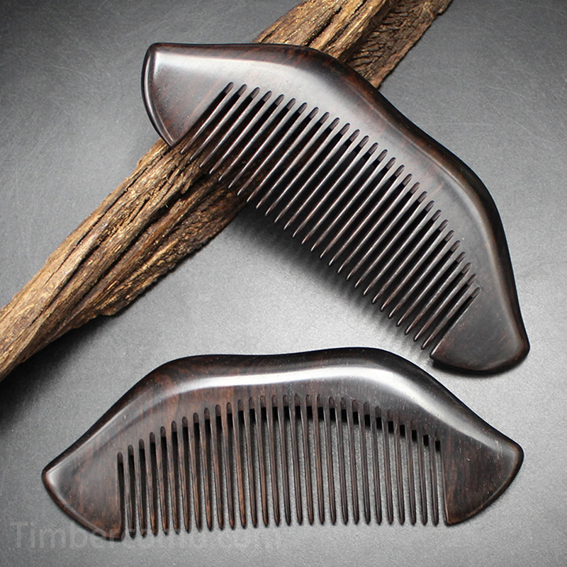 黒檀木櫛 天然木 木製櫛 艶やかな木目 滑らかな梳き心地 静電気抑え 頭皮を優しく守る ポータブル 高級ヘアケアアイテム