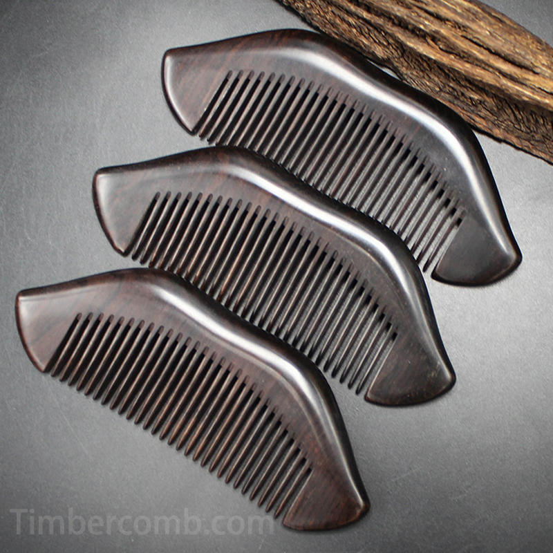 黒檀木櫛 天然木 木製櫛 艶やかな木目 滑らかな梳き心地 静電気抑え 頭皮を優しく守る ポータブル 高級ヘアケアアイテム