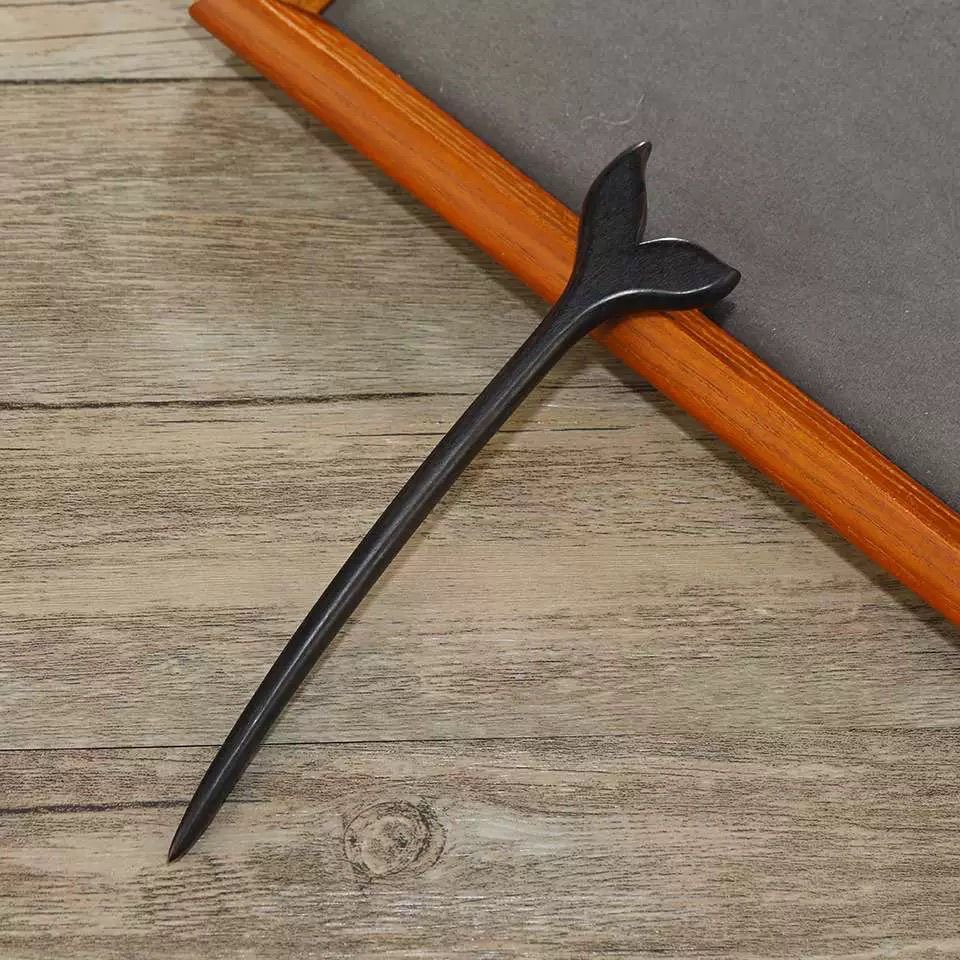 木簪 鯨のかんざし 木製かんざし 高級/アフリカンブラックウッド 防水木製簪 、プレゼントには大変人気があります。