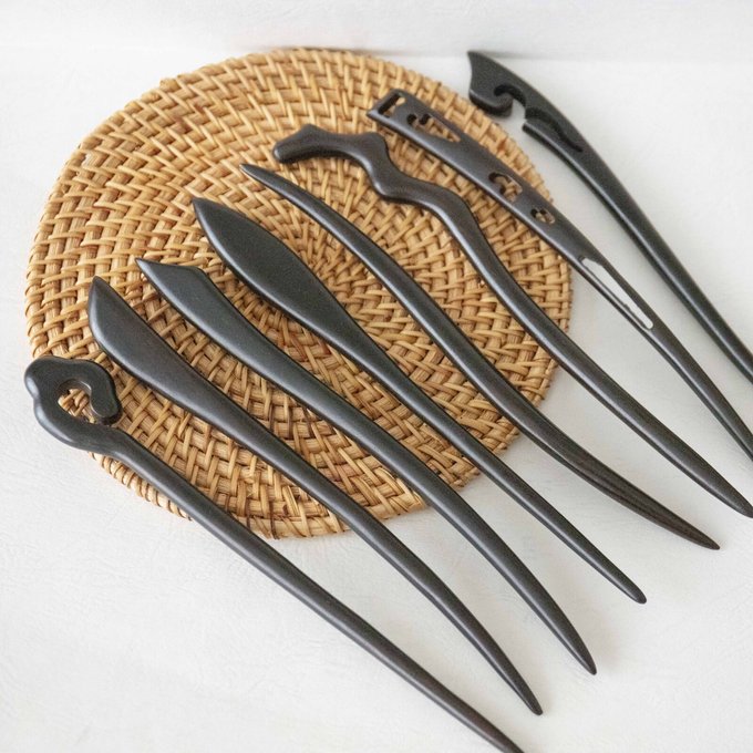 黒檀木のかんざし高級木材 檀木 1本かんざし 簪 シンプル 黒檀木