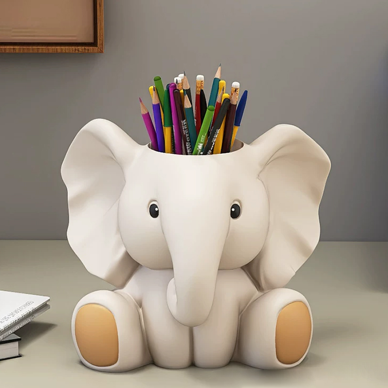 象のペン立て置物/収納ボール - オフィスデスク・子供部屋のインテリア・誕生日ギフト