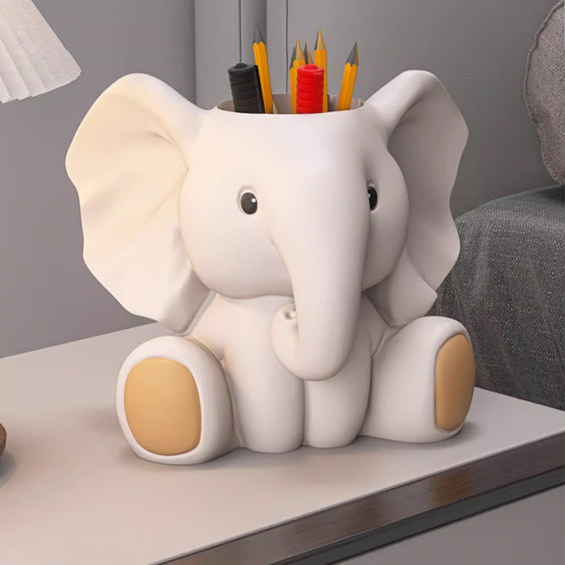 象のペン立て置物/収納ボール - オフィスデスク・子供部屋のインテリア・誕生日ギフト