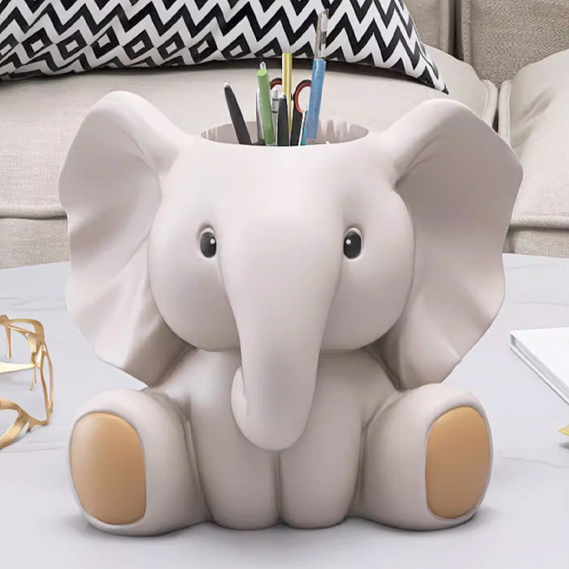 象のペン立て置物/収納ボール - オフィスデスク・子供部屋のインテリア・誕生日ギフト