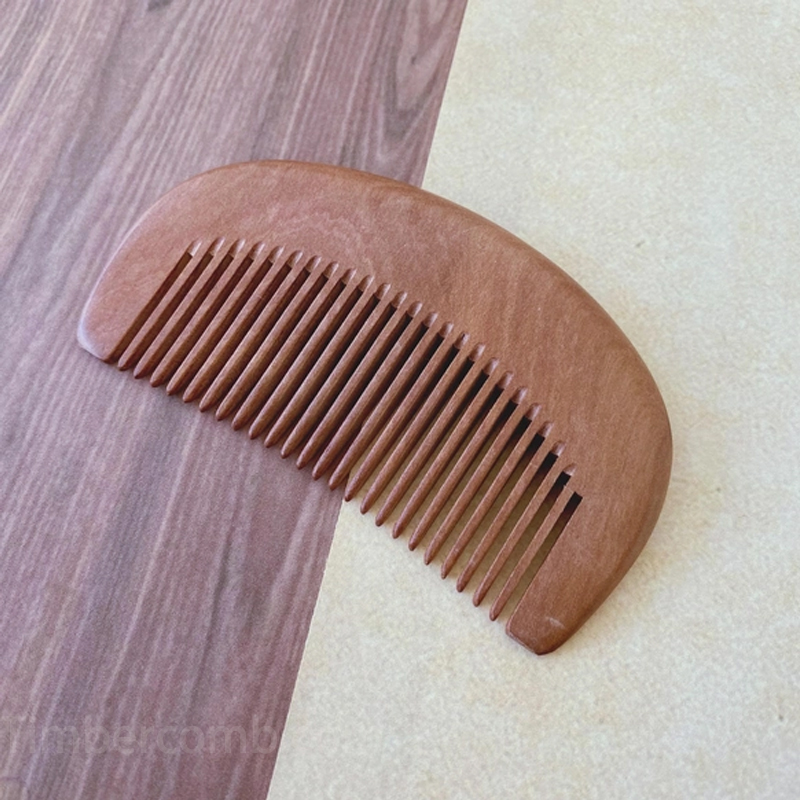 桃の櫛 コンパクト 木製櫛 花 お守り 静電気防止 頭皮マッサージ モモノキ ヘアコーム