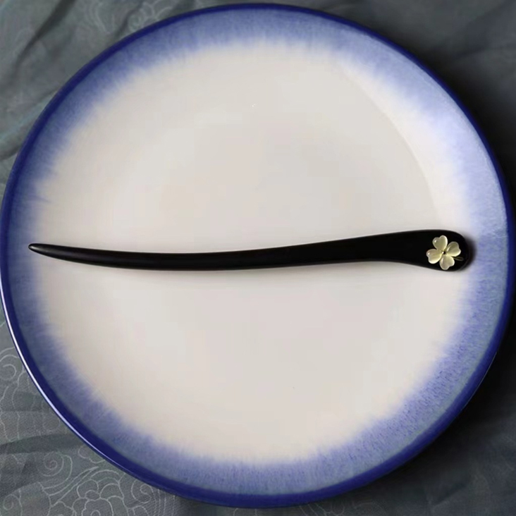 黒檀木のかんざし 四つ葉のかんざし 黒檀 木製簪 和装髪飾りヘアアクセサリー