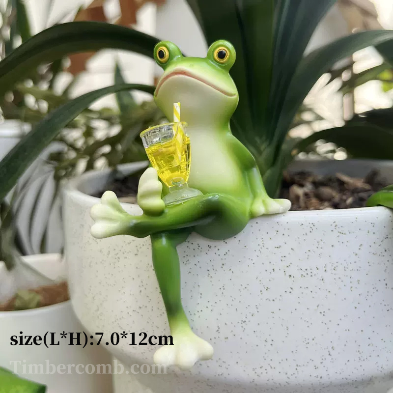 カエルの癒し系置き物 おもしろデザインでストレス解消！ 観葉植物ポット/盆栽/水槽のアクセントにも